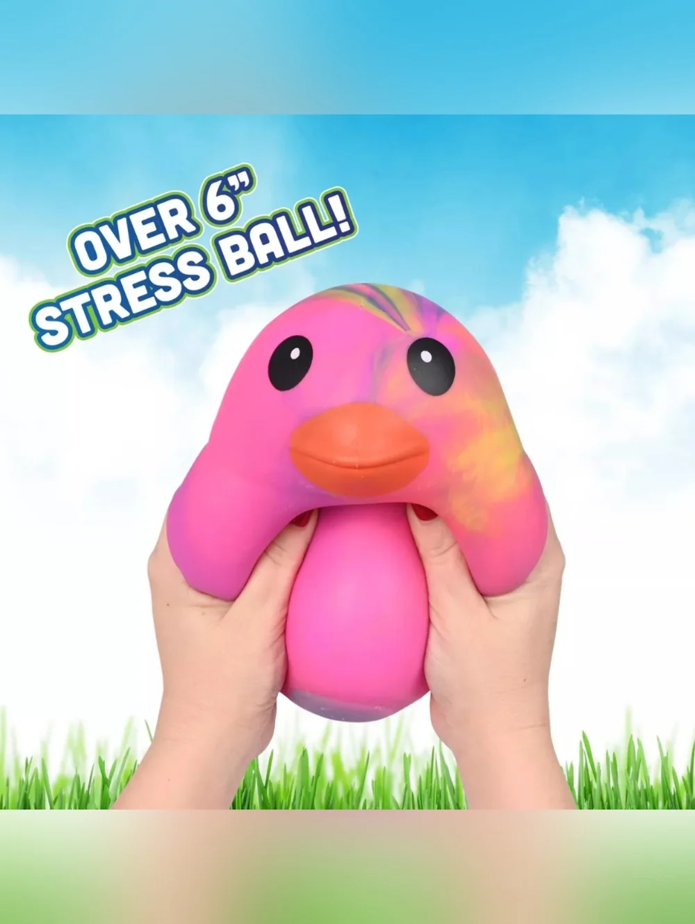 Squeeezy Jumbo Rainbow Tie Dye Squishy Duck 🐥 Viral Sensory Toy Hot Pink